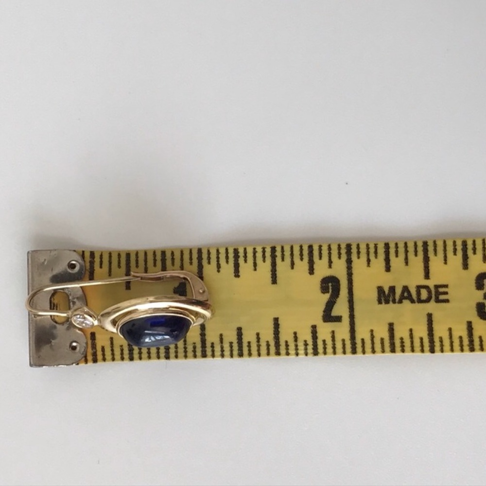 Yulia ONLY 14K Italian Yellow Gold Pomelatto style earrings with blue sapphires - Picture 12 of 13